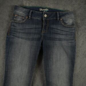 Wrangler Boot Cut Jeans Women 32x31 Blue Embroidered Mid Rise Rodeo Southwestern